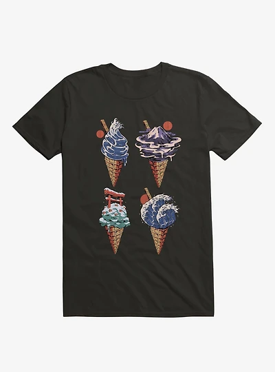 Japanese Ice Creams Black T-Shirt