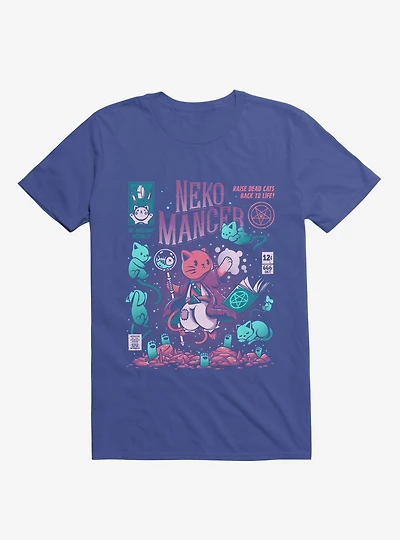 Nekomancer Raise Dead Cats To Life! Royal Blue T-Shirt