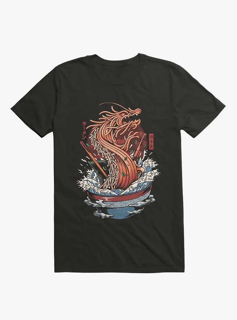 Ramen Noodle Dragon Black T-Shirt