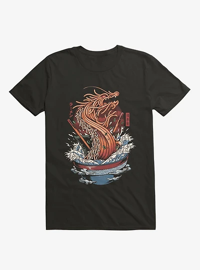 Ramen Noodle Dragon Black T-Shirt