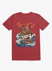 The Black Great Ramen Attack Red T-Shirt