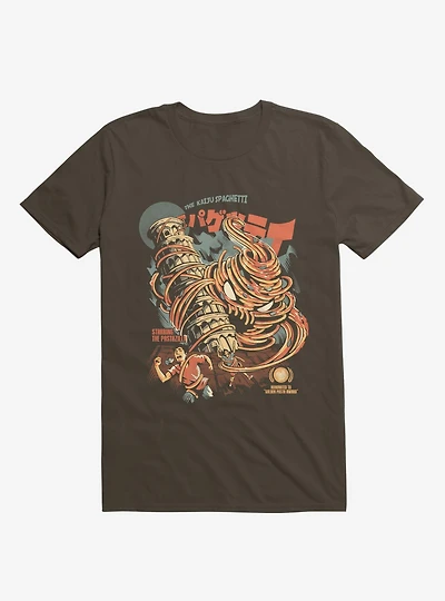 The Kaiju Spaghetti Starring Pastazilla Brown T-Shirt