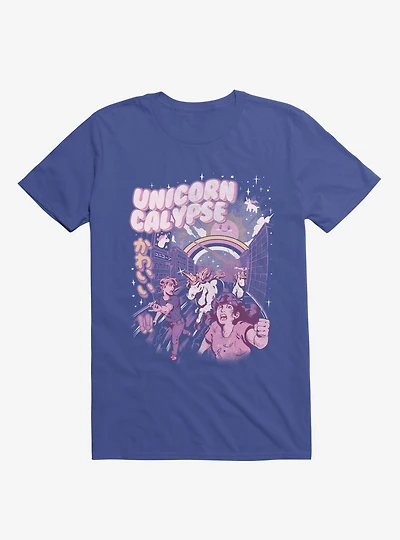Unicorn Calypse Rainbow Sunshine Attack Royal Blue T-Shirt