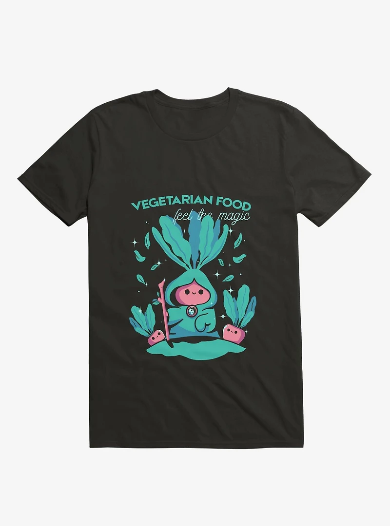 Vegetarian Food Feel The Magic Black T-Shirt
