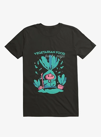 Vegetarian Food Feel The Magic Black T-Shirt
