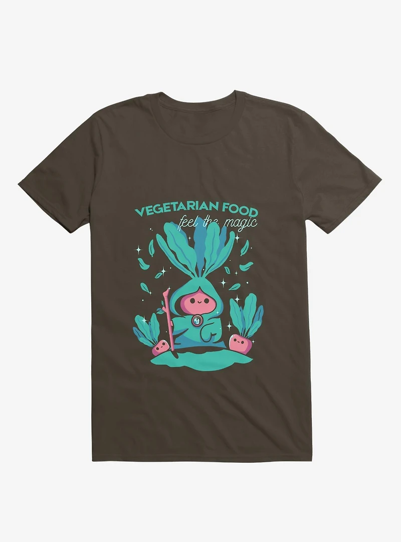 Vegetarian Food Feel The Magic Brown T-Shirt