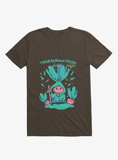 Vegetarian Food Feel The Magic Brown T-Shirt