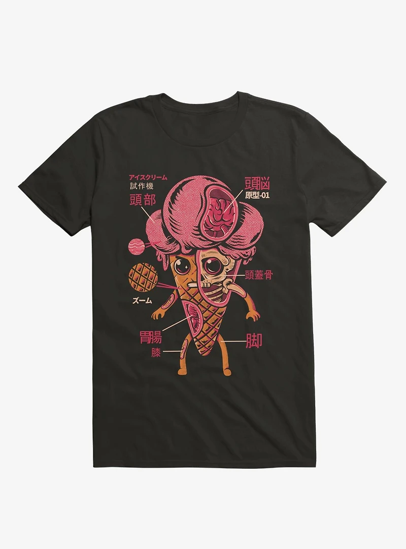Ice Cream Kaiju X-Ray Black T-Shirt