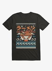 The Great Ramen Of Kanagawa Ugly Holiday Black T-Shirt
