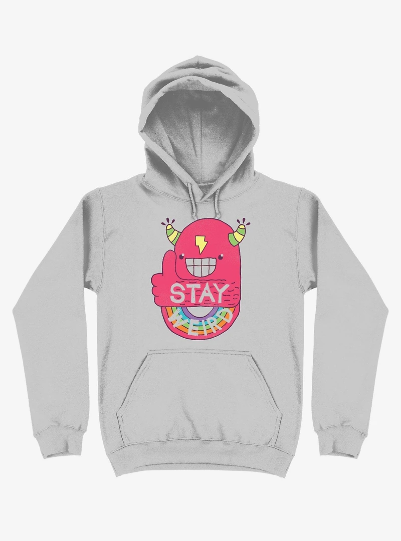Stay Weird Rainbow Bolt Silver Hoodie
