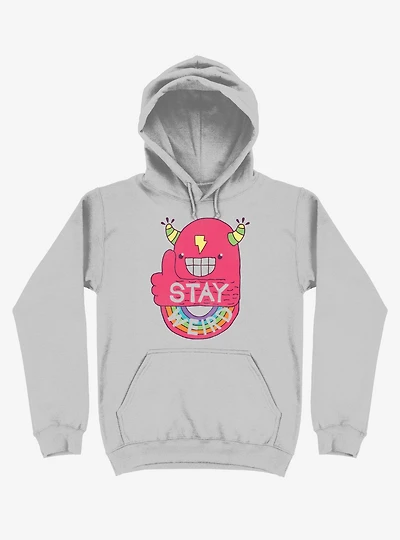 Stay Weird Rainbow Bolt Silver Hoodie