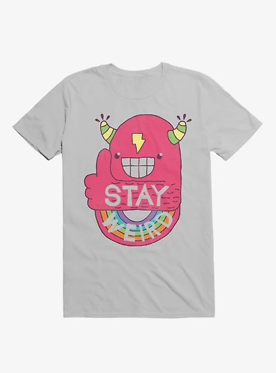 Stay Weird Rainbow Bolt Silver T-Shirt