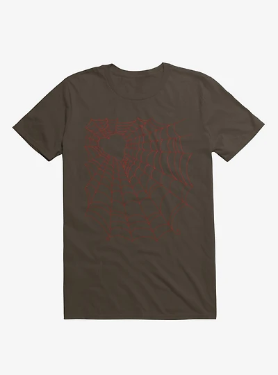 Caught You My Red Hearted Web Brown T-Shirt