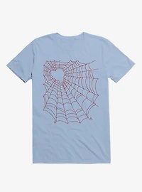 Caught You My Red Hearted Web Light Blue T-Shirt