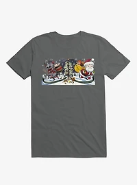 Cute Little Santa And His Spooky Pal Krampus Asphalt Grey T-Shirt