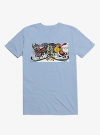 Cute Little Santa And His Spooky Pal Krampus Light Blue T-Shirt