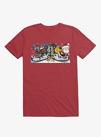Cute Little Santa And His Spooky Pal Krampus Red T-Shirt
