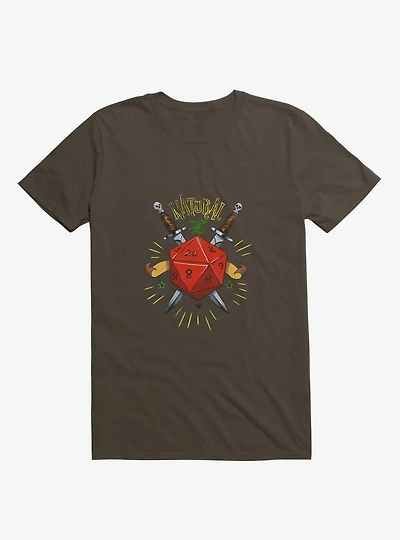 Natural Dice Skull Daggers Brown T-Shirt