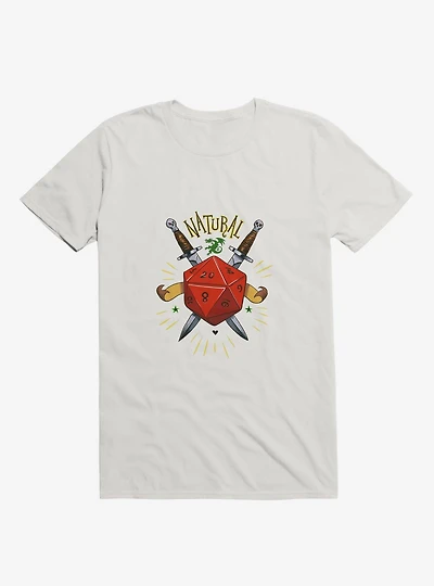 Natural Dice Skull Daggers White T-Shirt