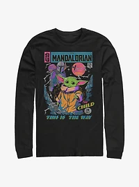 Star Wars The Mandalorian Neon Poster Long-Sleeve T-Shirt
