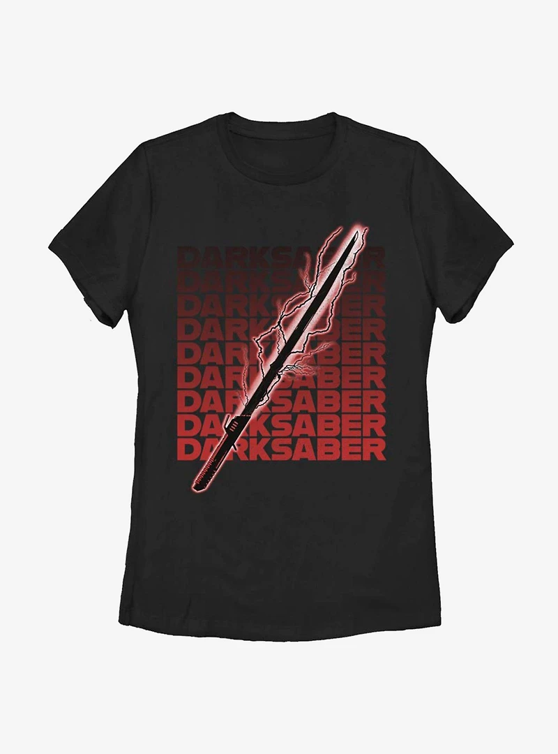 Star Wars The Mandalorian Darksaber Text Womens T-Shirt