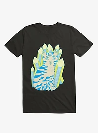 Crystal Striped Cat Black T-Shirt