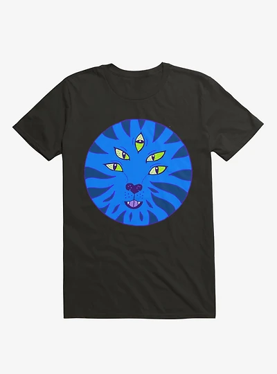 Blue Tiger Five Eyes Black T-Shirt