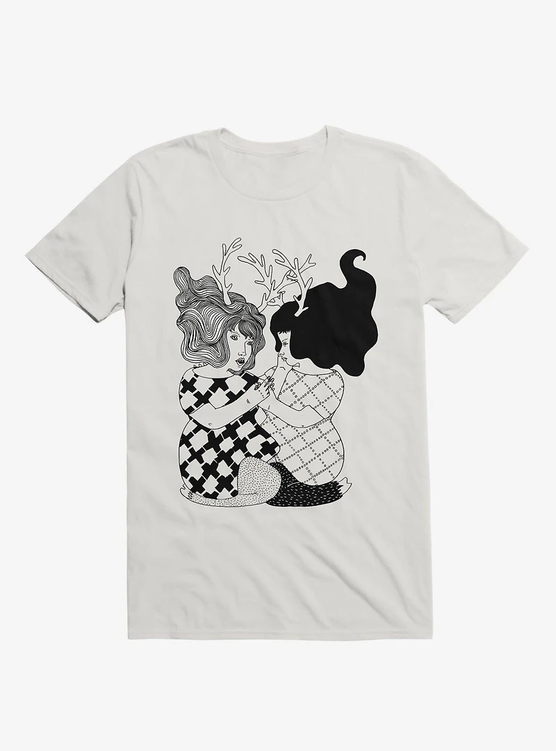 Love Of Two Deer Girls White T-Shirt