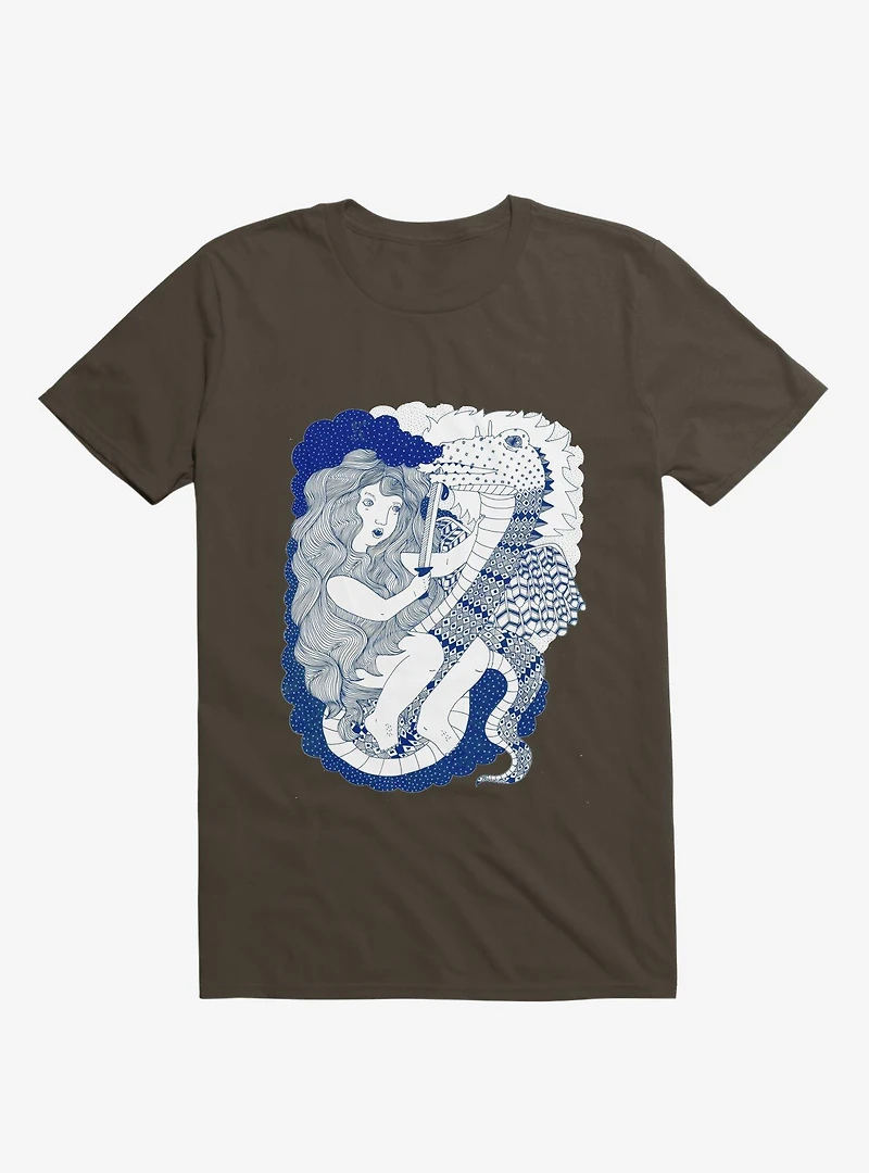 Dragon Slayer Girl Brown T-Shirt