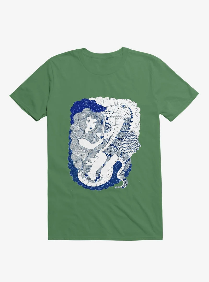 Dragon Slayer Girl Kelly Green T-Shirt