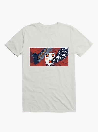 Future Thoughts Flame And Skull Smoke White T-Shirt