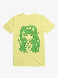 Lizard Eating Girl Lizzie Corn Silk Yellow T-Shirt