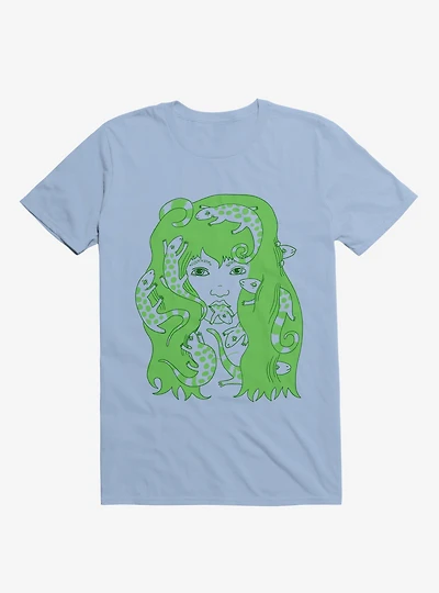 Lizard Eating Girl Lizzie Light Blue T-Shirt
