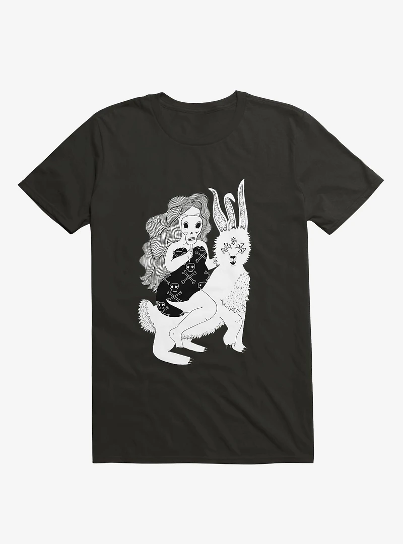 Grimm Reaper Skull Bunny Black T-Shirt