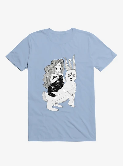 Grimm Reaper Skull Bunny Light Blue T-Shirt