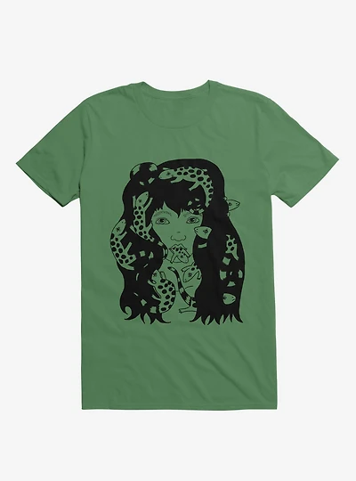 Lizard Eating Girl Lizzie Kelly Green T-Shirt