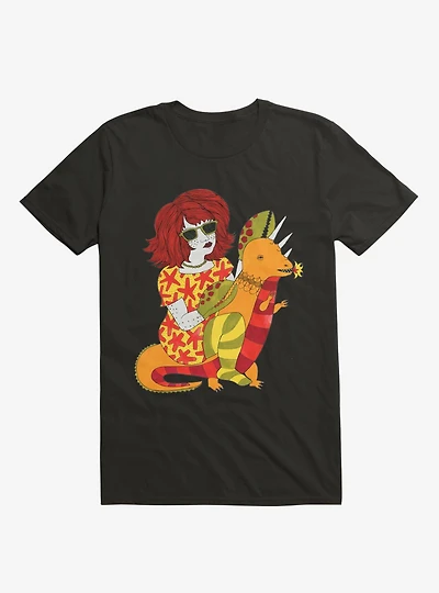 Baby Dragon And Starfish Dress Lobster Lady Black T-Shirt