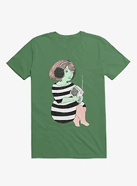 Not This Broadcast Radio Striped Dress Kelly Green T-Shirt