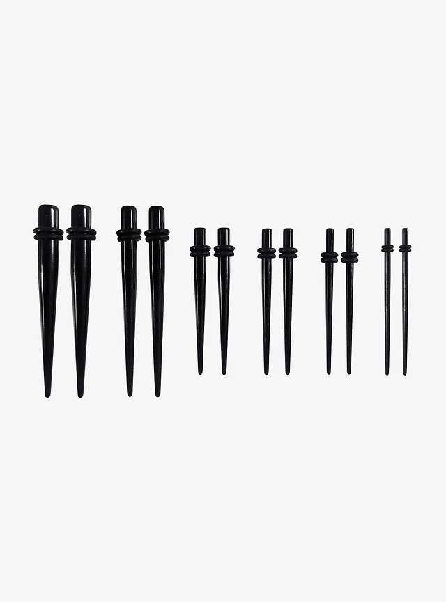 Acrylic Black Taper Plug Kit 14G - 4G