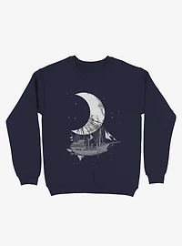 Ship Capturing Moon Crew Navy Blue Sweatshirt