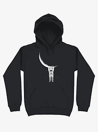 Astronaut Holding On To Moon Black Hoodie
