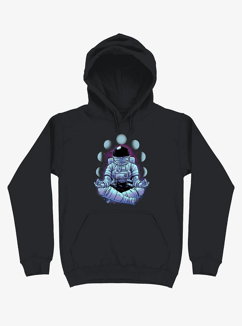 Astronaut Meditation Black Hoodie