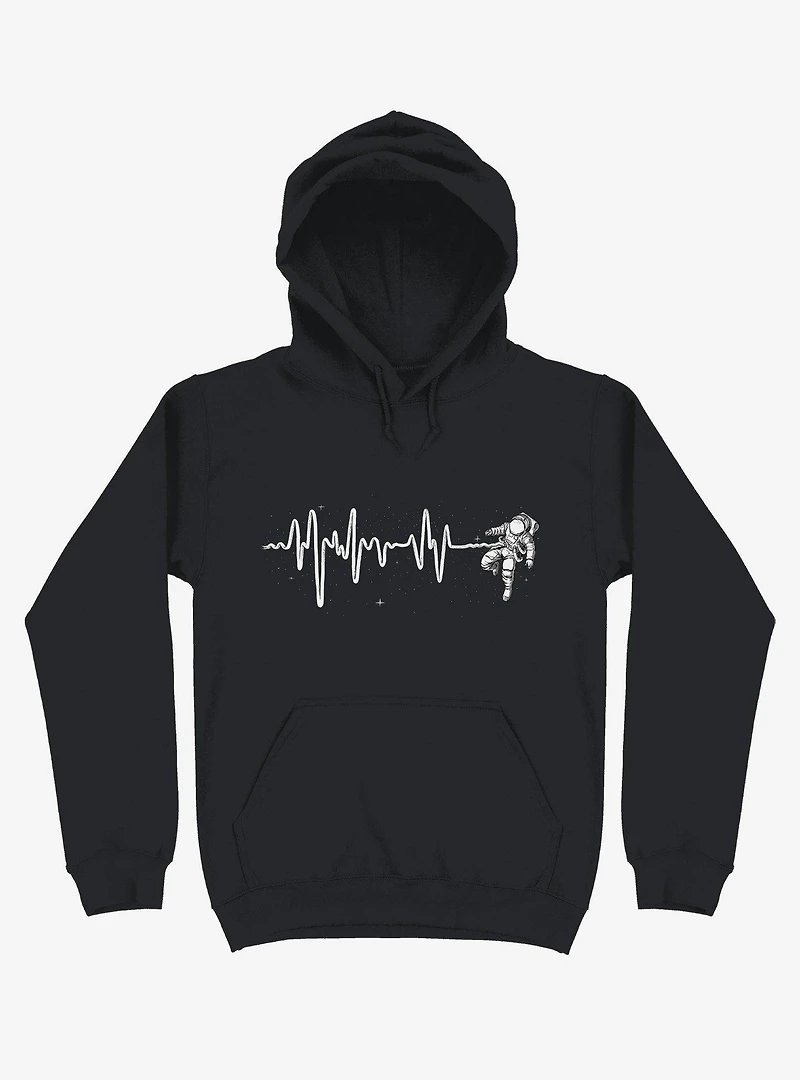 Astronaut Space Heartbeat Black Hoodie