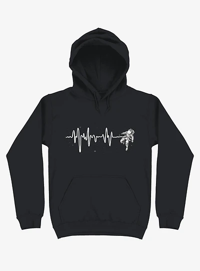 Astronaut Space Heartbeat Black Hoodie