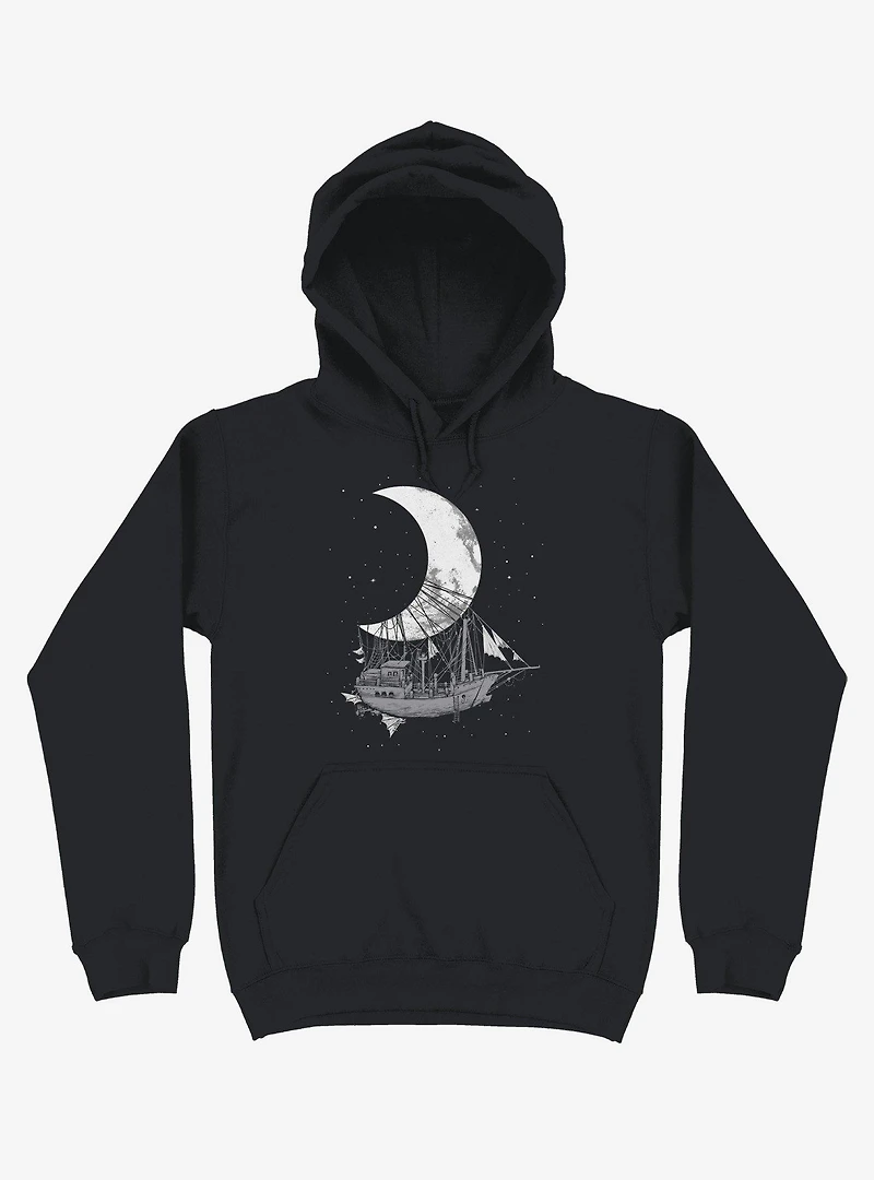 Ship Capturing Moon Black Hoodie