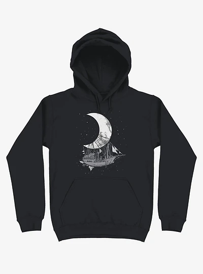 Ship Capturing Moon Black Hoodie