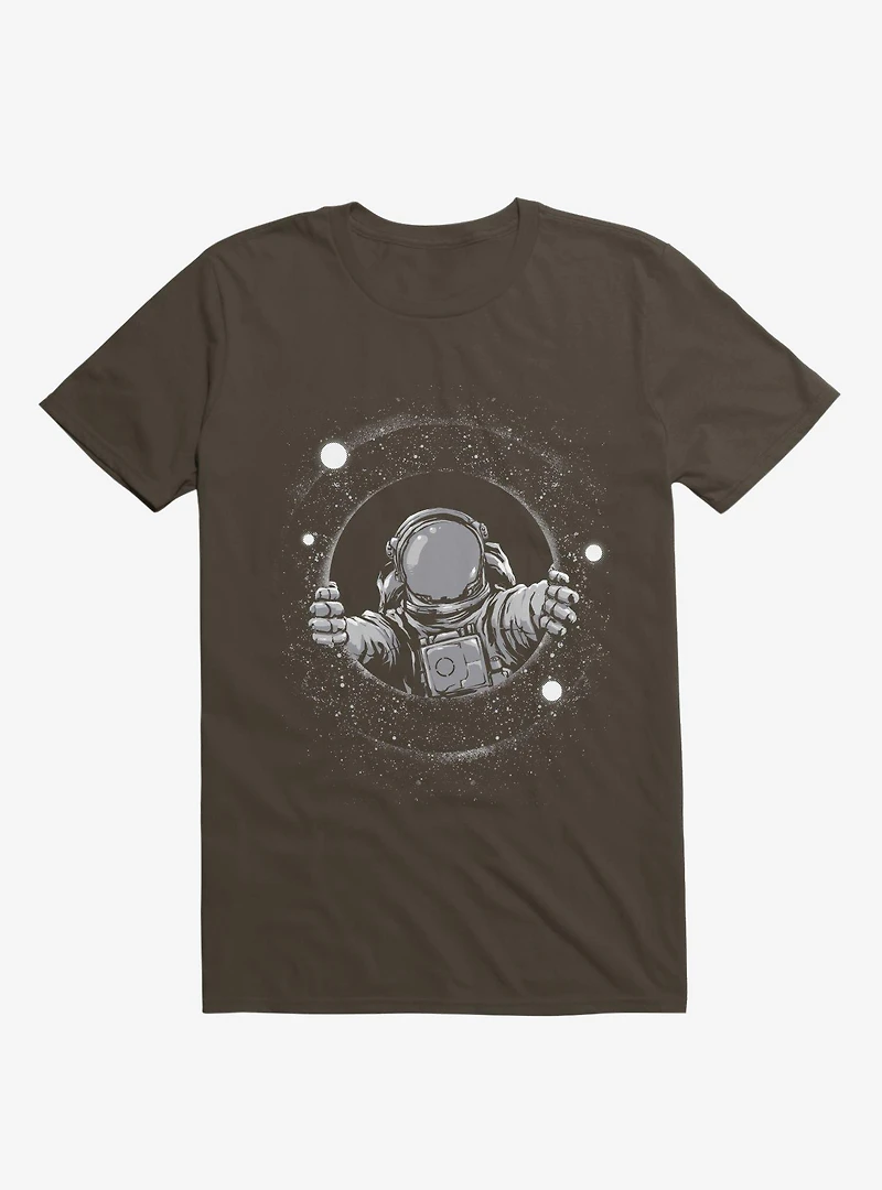 Astronaut Holding Black Hole Brown T-Shirt