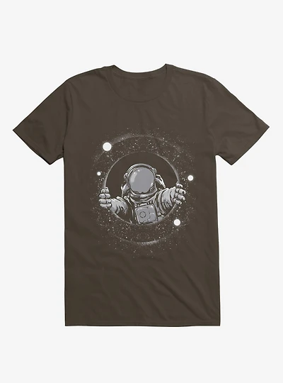 Astronaut Holding Black Hole Brown T-Shirt