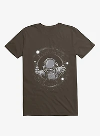 Astronaut Holding Black Hole Brown T-Shirt