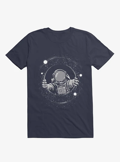 Astronaut Holding Black Hole Navy Blue T-Shirt